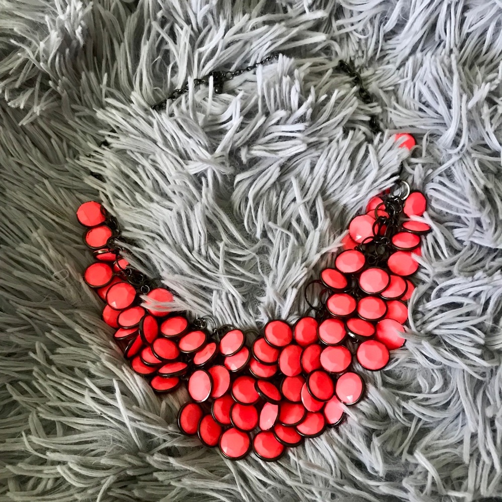 Neon stones necklace with black hardware